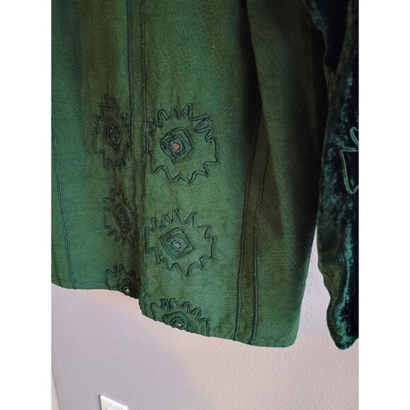 Anii by natural embroidered fantastical goblin Core whimsical deep green shirt - Picture 6 of 12